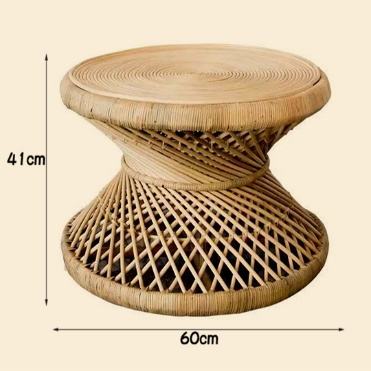 手作りラタン円ティーテーブル